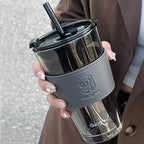 SipCrafted Reusable Glass Tumbler with Straw – 450ml