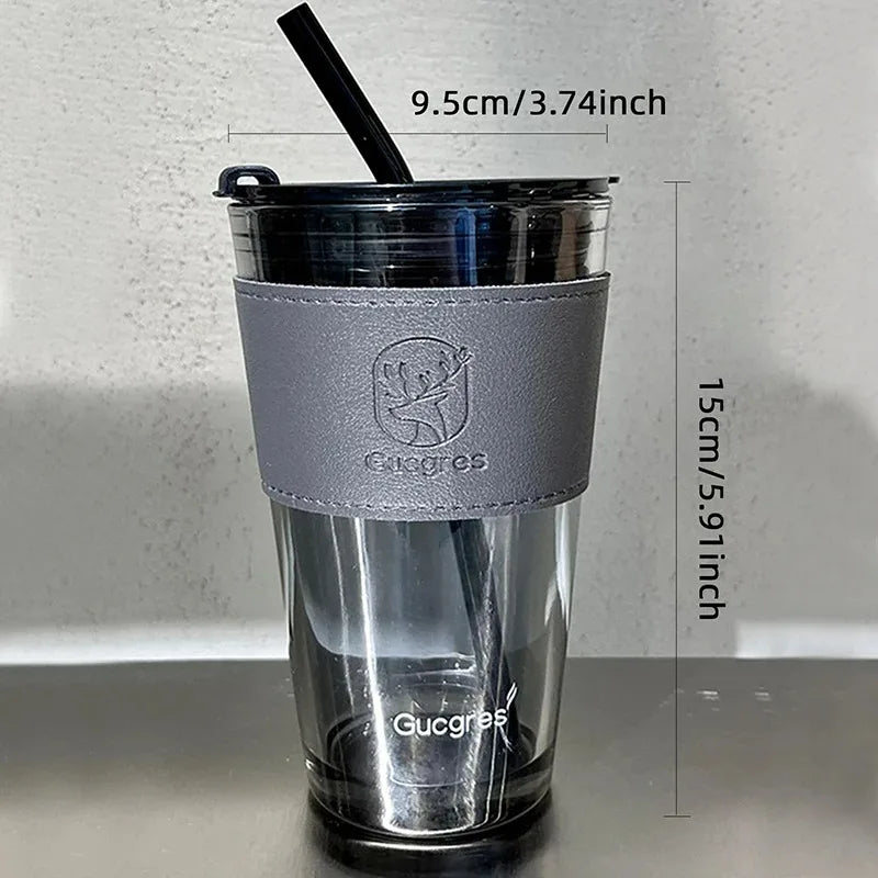 SipCrafted Reusable Glass Tumbler with Straw – 450ml