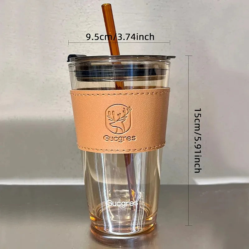 SipCrafted Reusable Glass Tumbler with Straw – 450ml